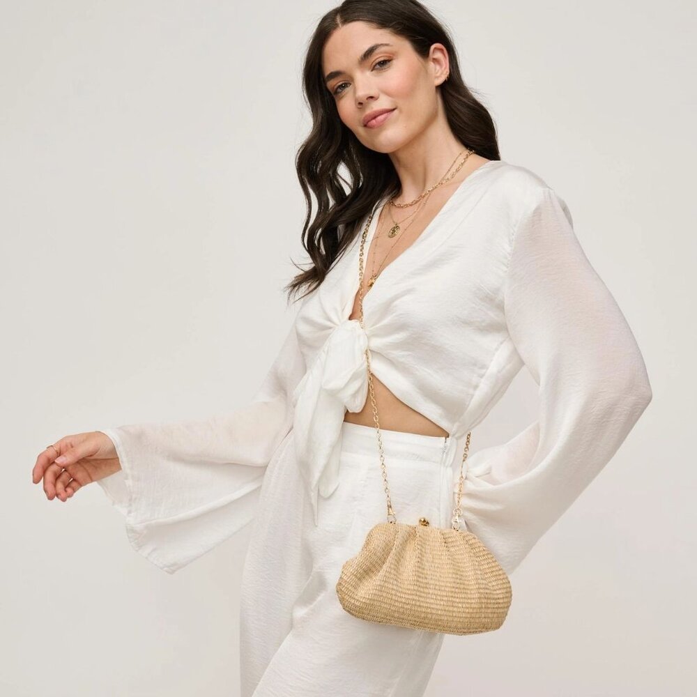 TRIANA STRAW FRAME CLUTCH - Picture 2 of 7